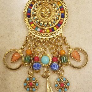 RARE RUNWAY STATEMENT JOSE MARIA BARRERA GOLD SUN CRYSTAL STONE STRAND NECKLACE